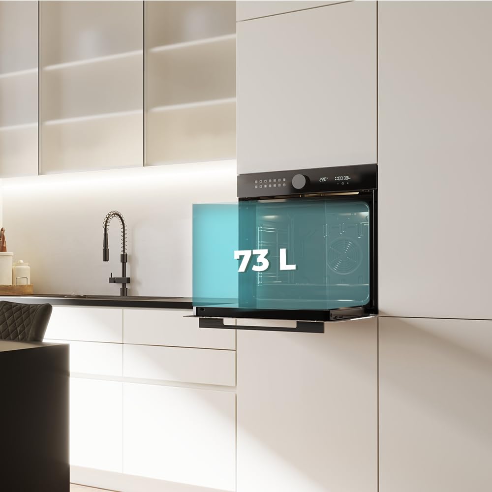 Cecotec Bolero Hexa P516000 Einbau-Backofen Pyrolyse 73L 3250W 14 Funktionen Dual Display Schwarz