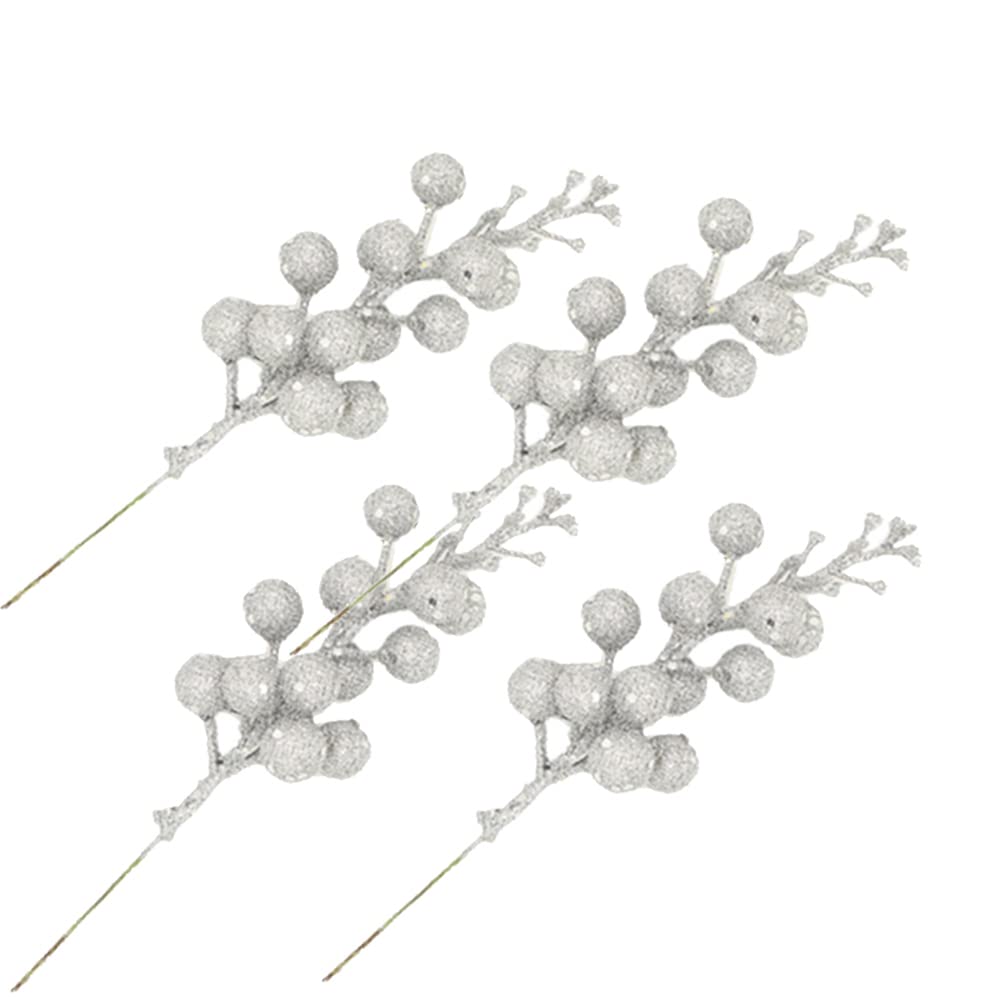 YYCRAFT Glitter Berries Stems, Artificial Berries Picks for Christmas Tree Ornaments DIY Xmas Wreath, Crafts