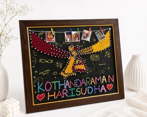 Image of HBH Wedding Couple Display Board with Names Photos Wall Decor