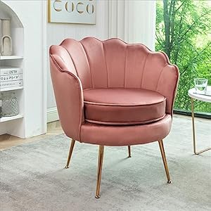 Velvetbarrelaccentchairwithscallopedsilhouetteandgoldmetallegsdecorativepiecesuitablefortraditionalmodernandcontemporaryspacesrose Urban Country Home Decor Velvet barrel accent chair with scalloped silhouette and gold metal legs decorative piece suitable for traditional modern and contemporary spaces rose urban country home decor