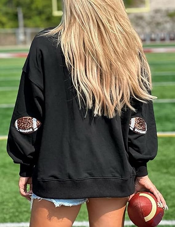 MOUSYA Womens Sequin Football Sweatshirt Game Day Long Sleeve Shirt Sunday Funday Pullover Casual Crewneck Tops - Image 5