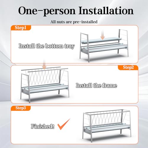 BUYYAH 5 Ft Pasture Feeder, 75 Gallon Capacity Livestock Feeder with Deeper Feeding Pan, All Steel Frame, Easy to Assemble and Carry, Feeding Goats, Sheep and Miniature Horses, for Farms, Sheep Sheds - Thumbnail 6