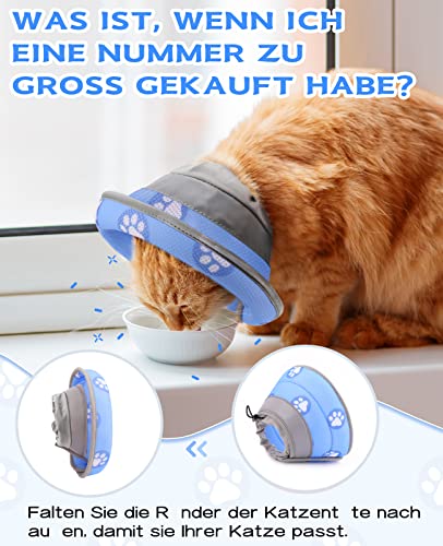 Supet Halskrause Katze,Einstellbarer Halskrause Katze Halsband,Wiederherstellung Halsband Weich Kragen Cone Nach Operation und Verletzungen für Welpen,Hunde und Katzen (Blau, S)