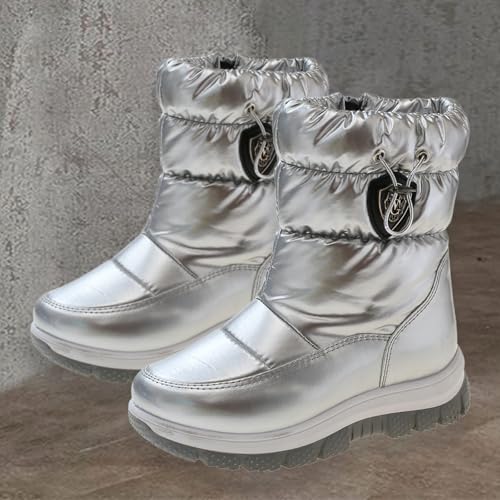 Childrens Thick Snow Boots Chunky Sole Non Slip Ski Booties Outdoor Cozy Warm 𝐖aterproof Cotton Fleece Lined Shoes3