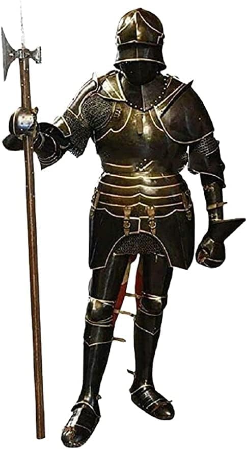 NauticalMart Medieval Knight Gothic 15th Century Closed Full Suit of Armor Wearable Halloween Costume in Antique Silver - 16 Gauge