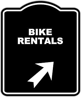 BIKE RENTALS Black Sign Arrow Up Right Aluminum Composite Sign 8.5 x 10 inches