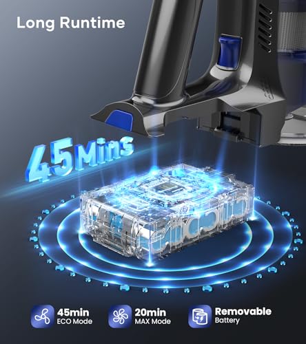 Image of NADALY Cordless Vacuum Cleaner for Home, 500W 40KPA Stick Vacuum Cordless with 45Mins Runtime, Anti-Tangle, Lightweight, 1.5L Dust Cup, 8-in-1 Rechargeable Vacuum for Hardwood Floor Carpet Pet Hair