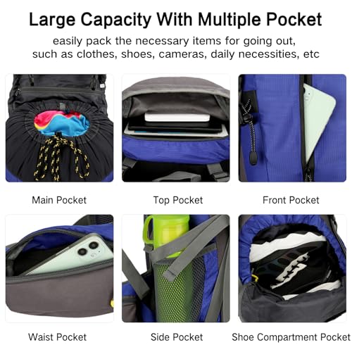 Mochila de senderismo impermeable 50L para trekking miniatura 4