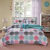 Twin Xl Reversible Comforter Set Pink Teal Purple Bedding Teen Girls Pillows