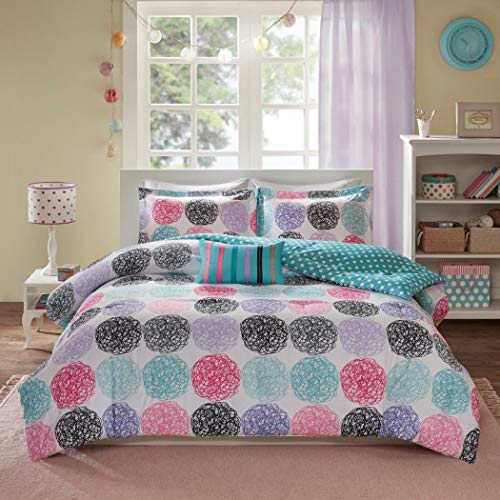 Mi-Zone Twin Xl Reversible Comforter Set Pink Teal Purple Bedding Teen Girls Pillows