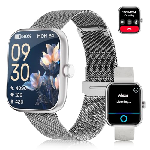 Catálogo de smartwatch coppel al mejor precio. 42 EASYTAO Smartwatch, Reloj Inteligente, Impermeable IP68, Pantalla LCD 1.83', Llamadas por BT, 100+ Modos Deportivos,Asistente de Voz Alexa, Plata(Correas de Metal y Silicona)