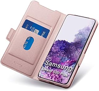 Aunote For Samsung S20 Plus Phone Case, Ultra Slim Galaxy S20 Plus Flip Wallet Folding Case With Card Holder,[Magnetic Closure][Kickstand] PU+TPU Full Protection Cover For Samsung S20 Plus-Rose Gold