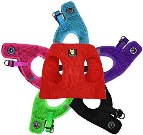 EcoBark Rapid Fastener Super Comfort Fully Adjustable Double Padded Step in Dog Harness (Small, Red)