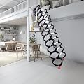 12 Steps Wall-Mounted Attic Ladder, Foldable Retractable Ladder Al-Mg Alloy Telescopic Climbing Step with 881.85lbs Weight Capacity for Indoor Attic Access Loft Entry (Black)