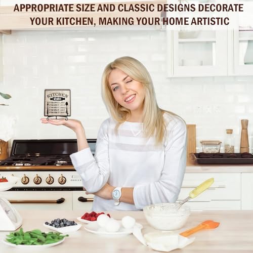 Image of DETIHO Funny Kitchen Sign, Rustic Kitchen Wooden Plaque With Metal Stand, Above Cabinet Decor for Home Restaurant Tabletop Decor Favors & Supplies - G06