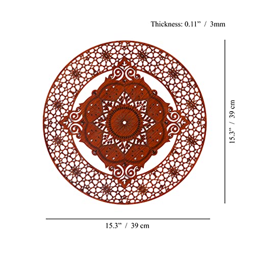 Woodfulart Wood Wall Decor Shine On Diamond Mandala - Hanging Wood Wall Art With Engraved Design, Flower Of Life Wooden Decoration - Sacred Geometry Wall Art For Home & Yoga Studio - 15.3" W X 15.3" H #TOP7