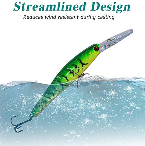 Fishing Lures Hard Baits Minnow Lures Bass Crankbait - 10Pcs Deep Diving Swimbait With Strong Treble Hook 3D Lifelike Eyes Walleye Lures For Bass Trout Walleye Catfish Redfish Pikes #TOP4
