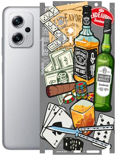 Image of AtOdds - Full Body Back Screen Guard Protector Film - Lamination Wrap Skin Sticker Compatible with REDMI K50i (5G) | Scratchproof Matte Finish (Wine Graffiti)