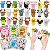 VEALIZUU 24 Packs Valentine's Day Plush Animal Finger Puppet Toys Sets, 24 Cute Cards, Perfect for Kids' Valentine Exchange Gifts
