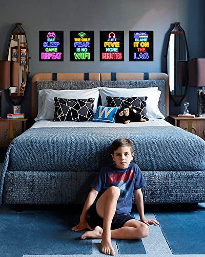 Drsoum Video Game Room Decor For Boys - Gaming Wall Art - Neon Gaming Room Decor - Game Poster Framed 8"X10" - Gamer Wall Decor - Teenage Boy Room Decor #TOP3