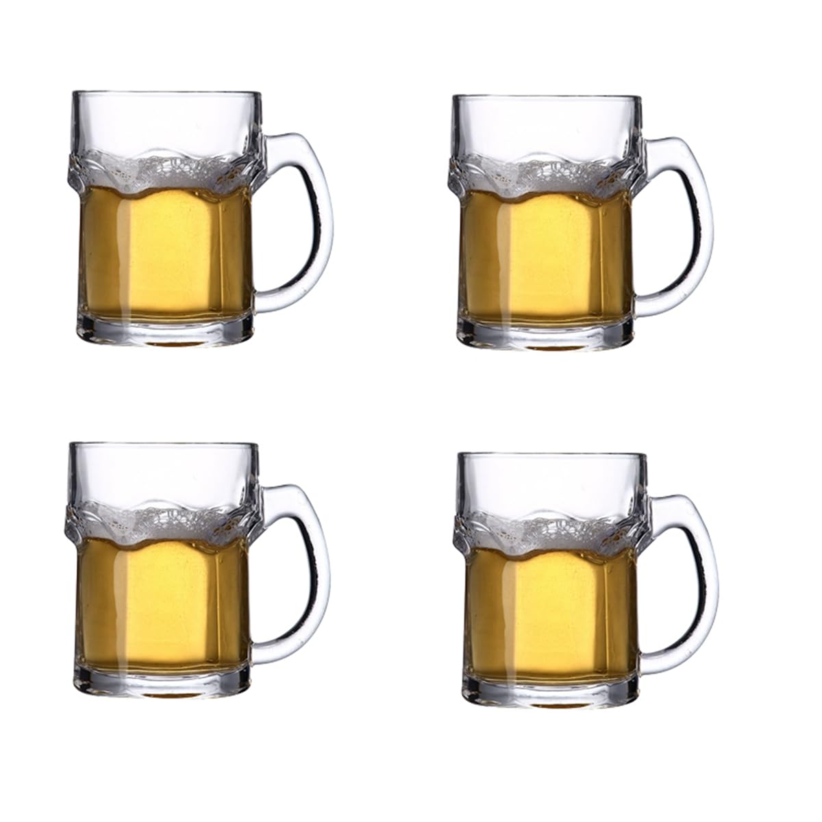 Paquete de 4 vasos de cerveza con asa, 500 ml, juego de vasos de cerveza clásicos