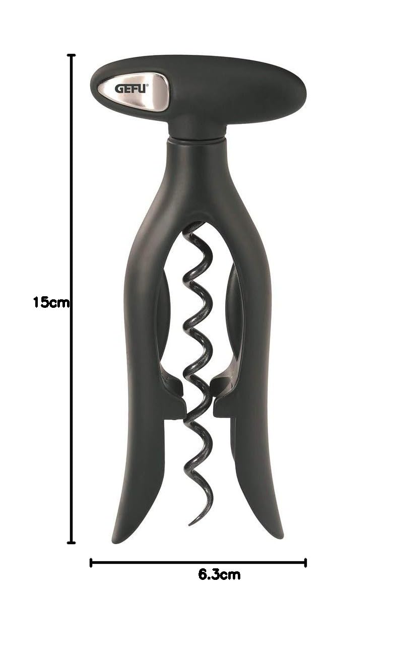 GEFU Korkenzieher MOLTOVINO mit Santopren-Beschichtung, Selbst-Zieher-Mechanik, beschichtete Spindel für leichtes Entkorken, ergonomisch