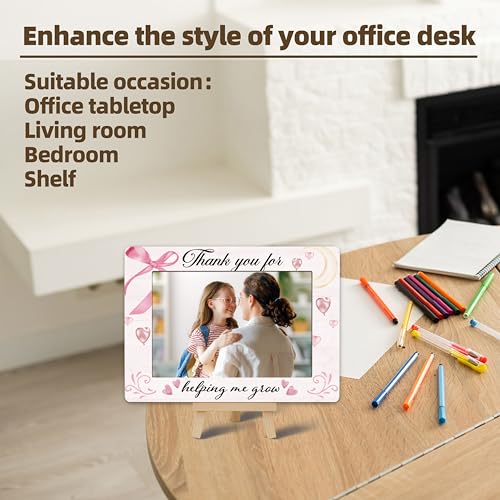 Image of DETIHO Thank You for Helping Me Grow 4x6 Photo Frame, Small Wooden Photo Frame with Easel Stand, Teacher Appreciation Gifts for Table Decor Display -E03