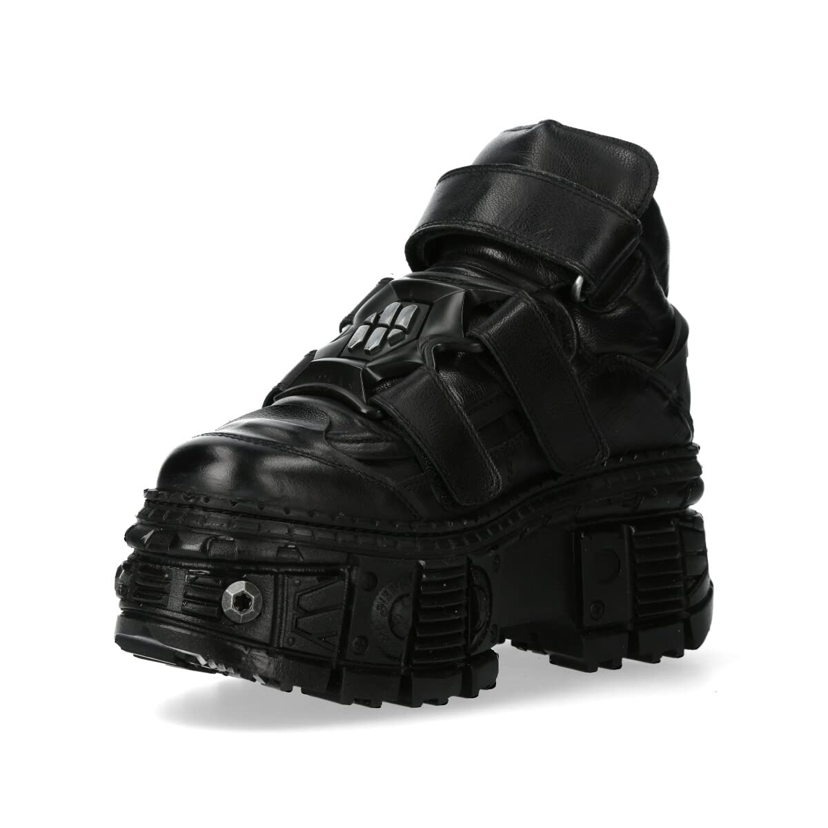 New Rock Stivaletti Suola Viti 2023 Stivaletti TANK Collection Piattaforma Chiusura Velcro Donna Nero Black Woman Ankle Boots Screws M.WALL285-S10