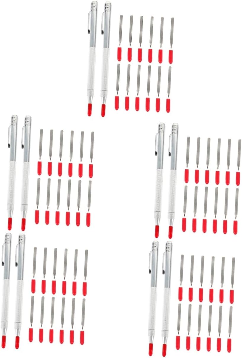 POPETPOP 5sets Tungsten Carbide Tip Engraving Pen with Replacement Tips for Glass and Hard Materials Precision Marking Tool for Carpenters Builders and Painters