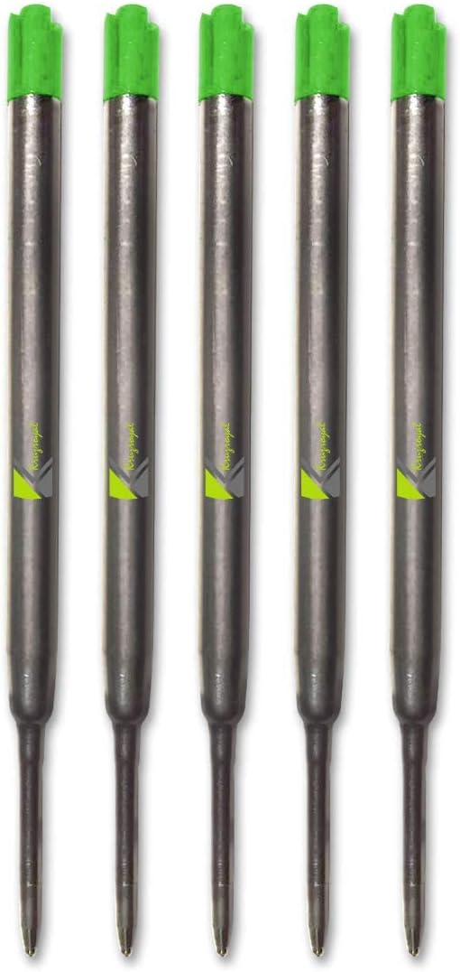 5 x Green Quality Refills Compatible for Parker Ballpoint Medium (Pack of 5 biro Refill)