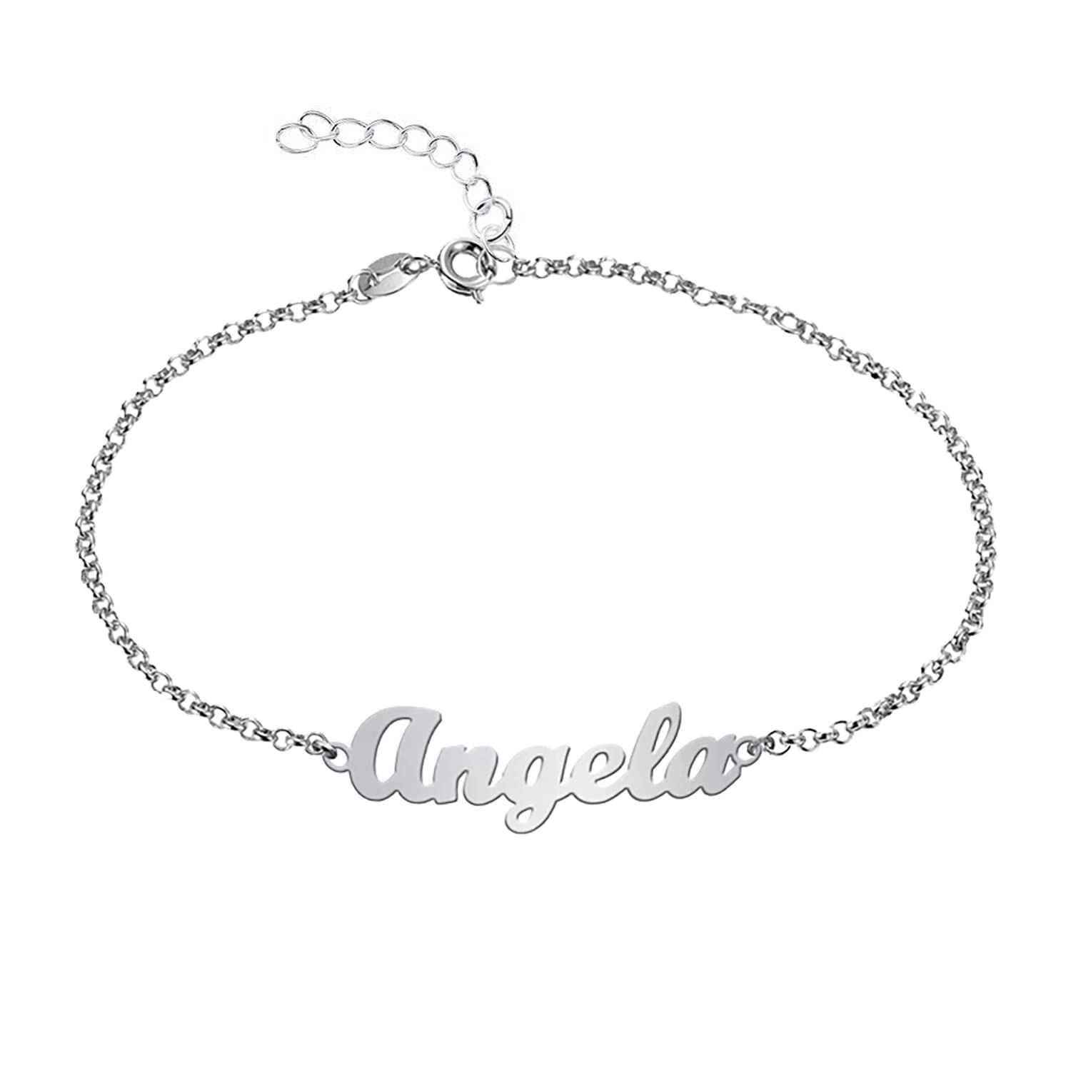 Mi Joya Personalizada Mi Joya Personalizada - Pulseras Personalizadas con Nombre - Plata de Ley - Regalo para mujer, niña, pareja (Básico)
