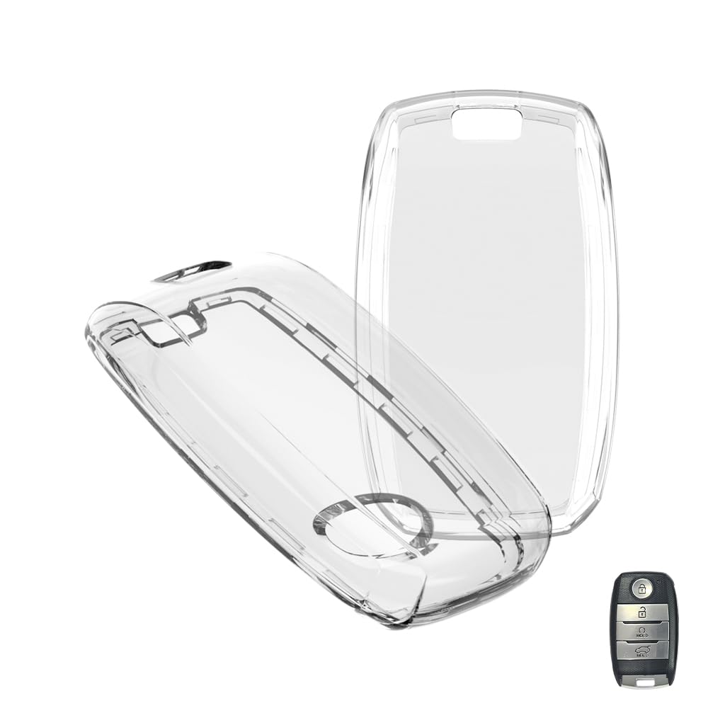 keyzone clear tpu key cover compatible for kia seltos, sonet, carnival, carens 3/4/5 button smart key (clear tpu)