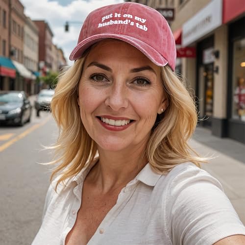 Image of Put It on My Husbands Tab Hat, Funny Vintage Trucker Hats Adjustable Cap for Men Women Classic Baseball Caps