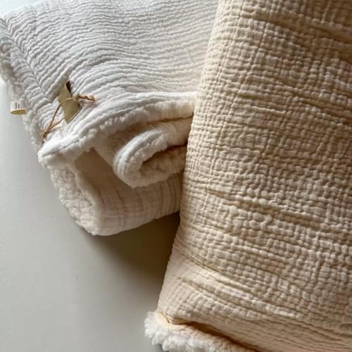 Image of Soft Organic Cotton and Muslin Baby Blanket and Swaddle, Ultra Warm (Cream)
