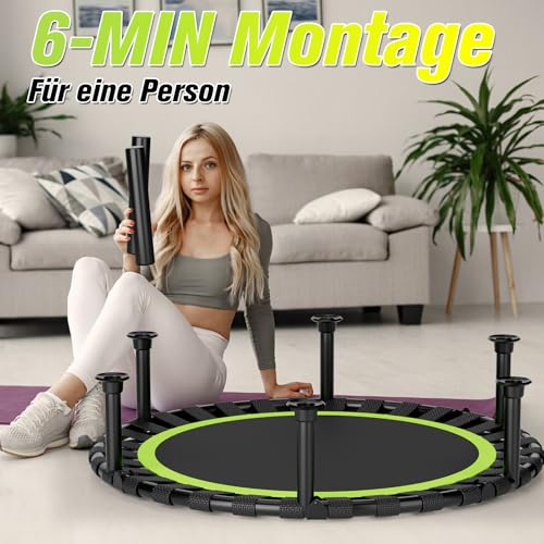 ZCMHAXJ Klappbares Trampolin Indoor, Ø101.6cm Trampolin Klein mit Bungees, 204kg Tragkraft MiniTrampolin Kinder & Erwachsene