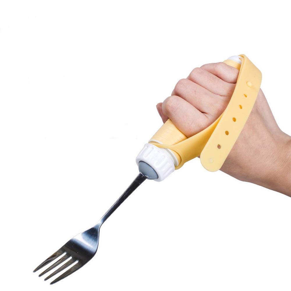 Kit de Tenedor y Cuchara fácil de sostener - Ayudas para Comer giratorias 360 ° - Utensilio Adaptable para Ancianos, Parkinson, Artritis, Accidente cerebrovascular y Agarre débil