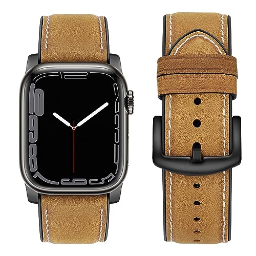 Ya en manzanajugosa.com: Tasikar Correas Compatible con Correa Apple Watch 41mm 40mm 38mm, Pulseras de Repuesto de Genuino Cuero Silicona Compatible para Correas iWatch SE Series 9 8 7 6 5 4 3 2 1-38mm 40mm 41mm/Marron