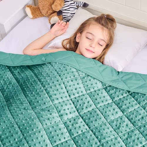 Image of Teal Weighted Blanket 10lbs, 40 inchx60 inch, Twin Size Cooling Minky Heavy Throw Blanket for 80-120lbs, Soft Winter Thick Big Blankets Weighted Comforter Gift