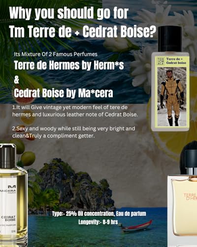 Image of TOXICMALE Terre de + Cedrat boise Perfect Long lasting Men's perfume for daily use | perfumes for men | Gift for him | TMA01 | 50 ml perfume | TM Perfume House