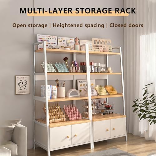Modern 4-Tier Ladder Shelf Bookcase, Freestanding Metal Frame Storage Unit with Drawers for Home Office, Bathroom, Living Room – Stylish Display & Organization Solution, 150cm High