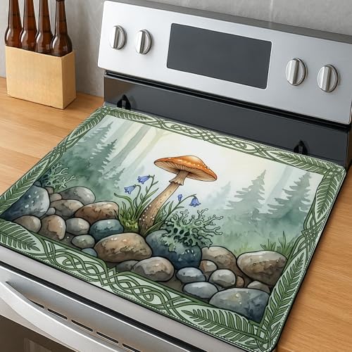 Housse pour cuisinière électrique protège plaque motif champignon fleurs - 5