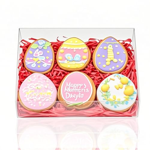 TEMLQPACK 20 cajas de plástico transparente para galletas de 8 x 6 x 2 pulgadas, cajas de fresas cubiertas de chocolate, cajas de panadería, cajas de hoz, cajas de trufa de chocolate para Navidad, San