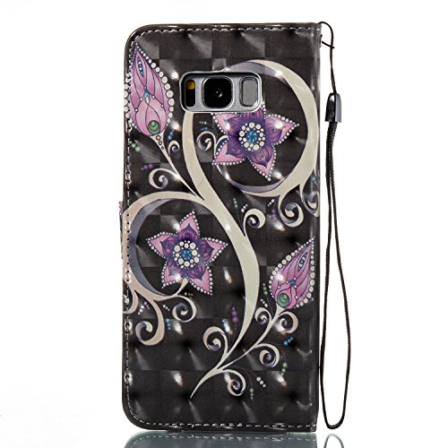 Urberry Galaxy S8 Plus Wallet Case, 3D Bright Shinning PU Leather Case for Samsung Galaxy S8+ with a Free Screen Protector (Black)