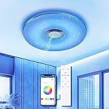 Telecomando e Controllo APP -- Wayrank plafoniera può essere controllata tramite telecomando o l'APP iLink, è molto comodo per te regolare la luminosità della lampada, la temperatura del colore, l'rgb, il volume della musica e i tempi
