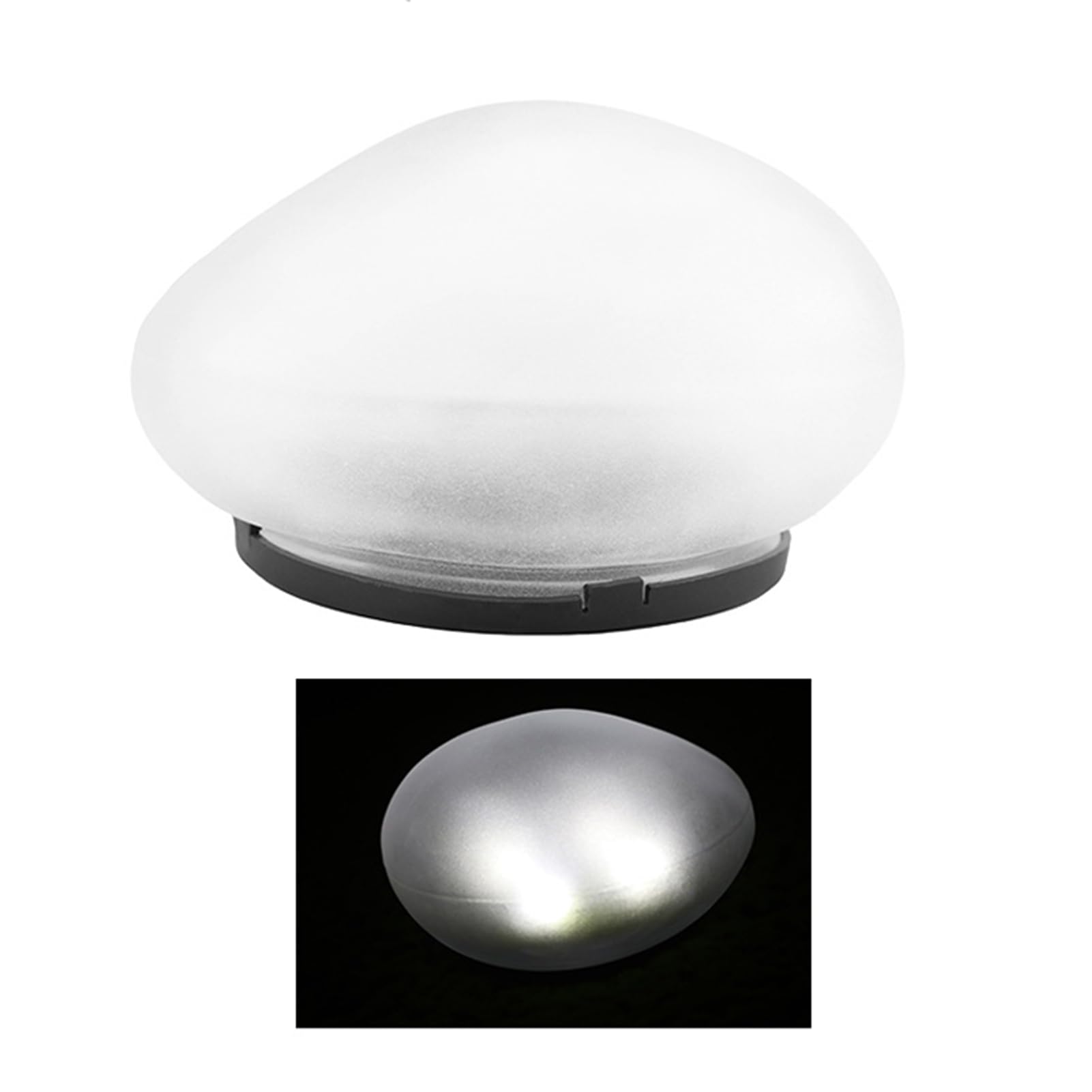 sugerou Solar Lawn Lamp with Cobblestone Look – IP65 Waterproof Outdoor Solar Garden Light for Patio Pathway, Stone Effect LED Light, Auto On/Off Sensor White