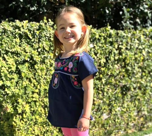 Image of unik Girls Cotton Embroidered Floral Blouse for Birthdays, Cultural Events, Cinco De Mayo