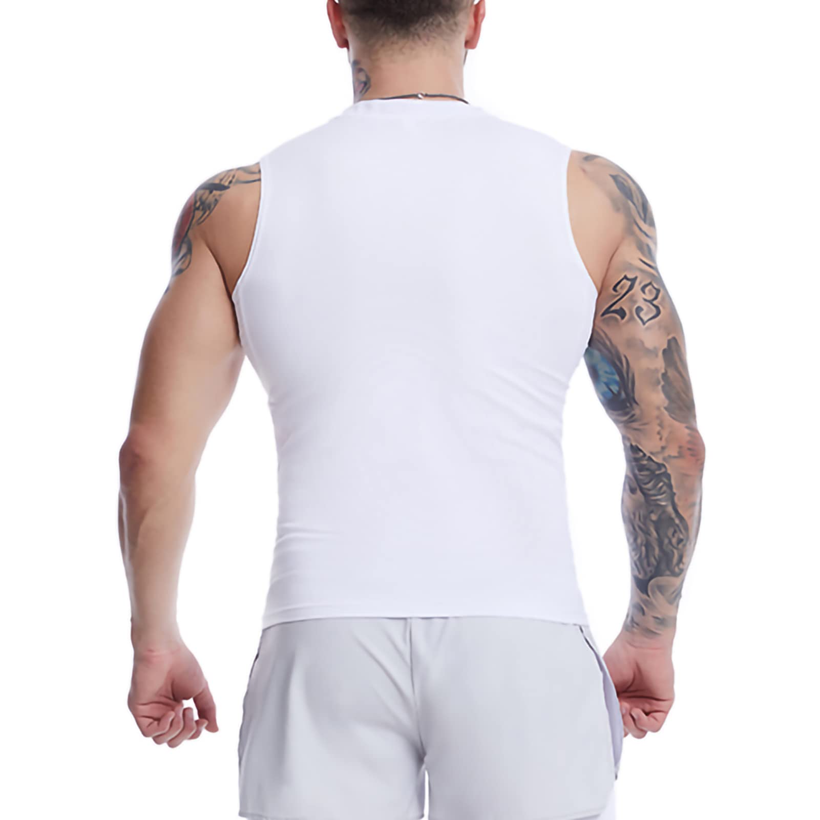 Débardeur de Compression Homme Sleeveless Tank Top Séchage Rapide Respirant pour Running Musculation Fitness Gym, Lot de 2