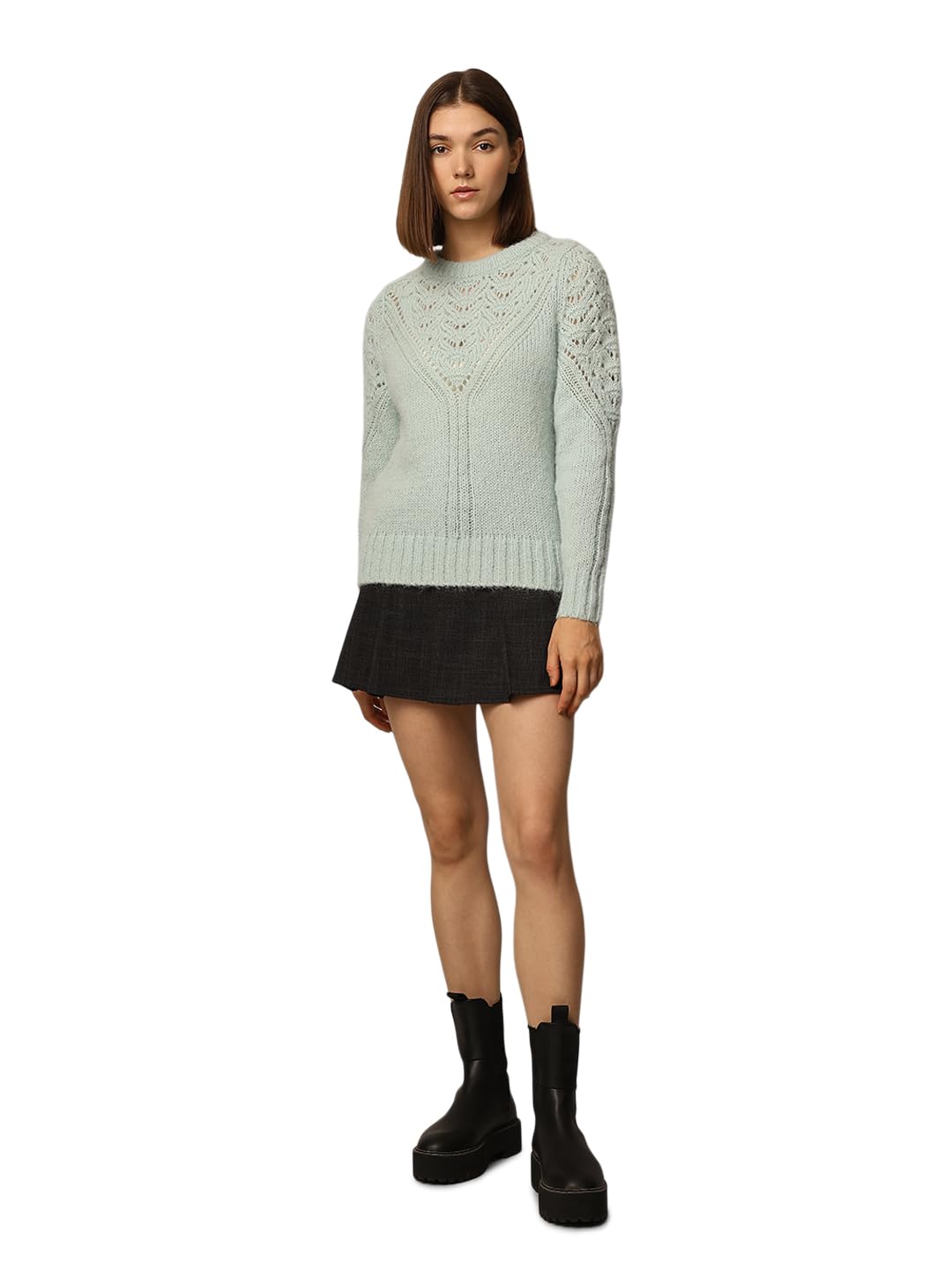 only Women's Polyester Blend Classic Round Neck Sweater-picture-52