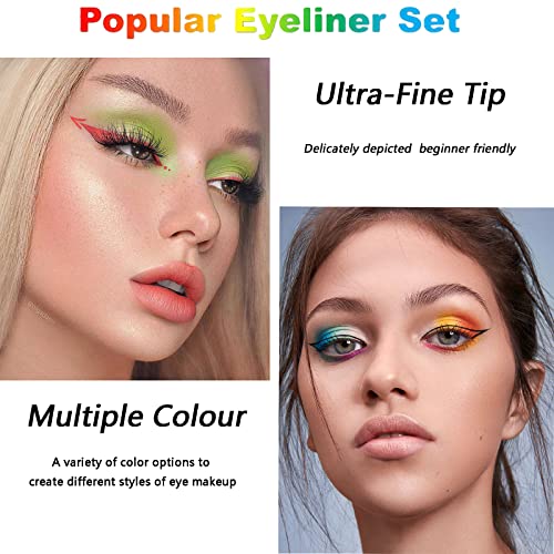 4 Pcs Blue Eyeliner Pencil Waterproof Matte Eyeliner Pen/Glitter Metallic Eyeliner Pencil With Ultra-Fine Tip, Colorful Eyeliner Pen Set Long Lasting Lip Liner Professional Eye Makeup Set For Women #TOP4