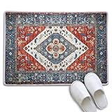 Cz tulip Blue Vintage Persian Pattern Bath Mat,Boho Oriental Floral Kitchen mat,Retro...